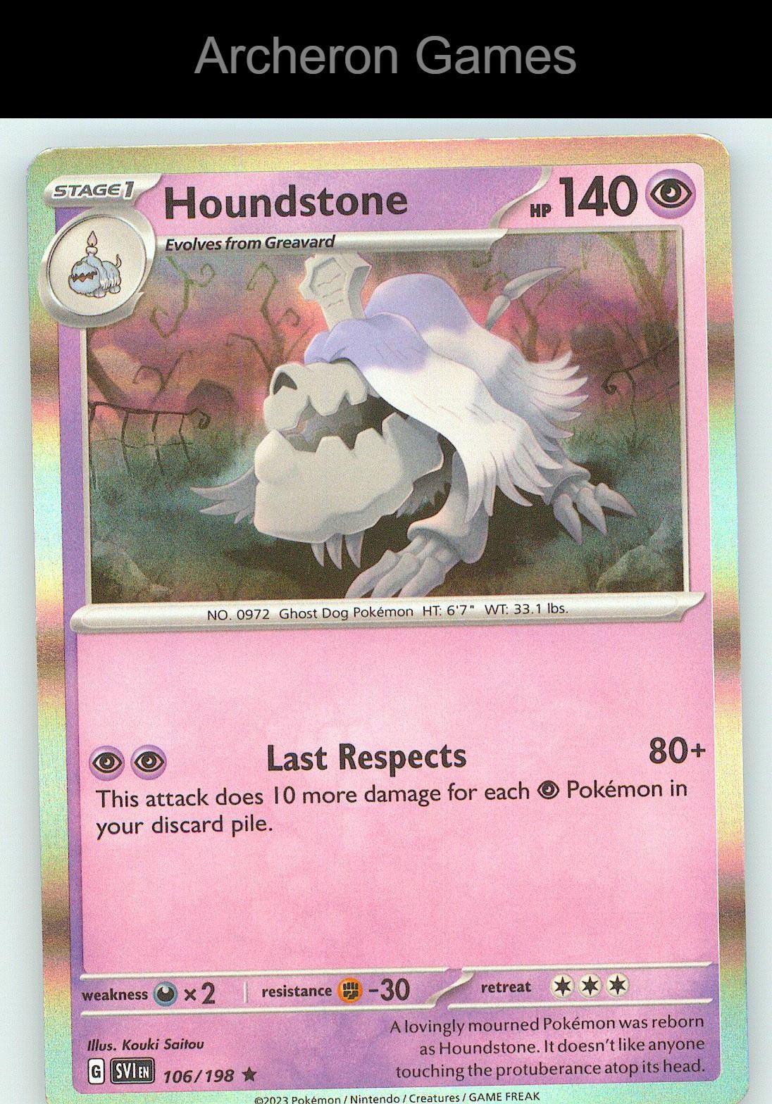 Pokemon Card Houndstone SVI 106/198 R Scarlet & Violet Holo