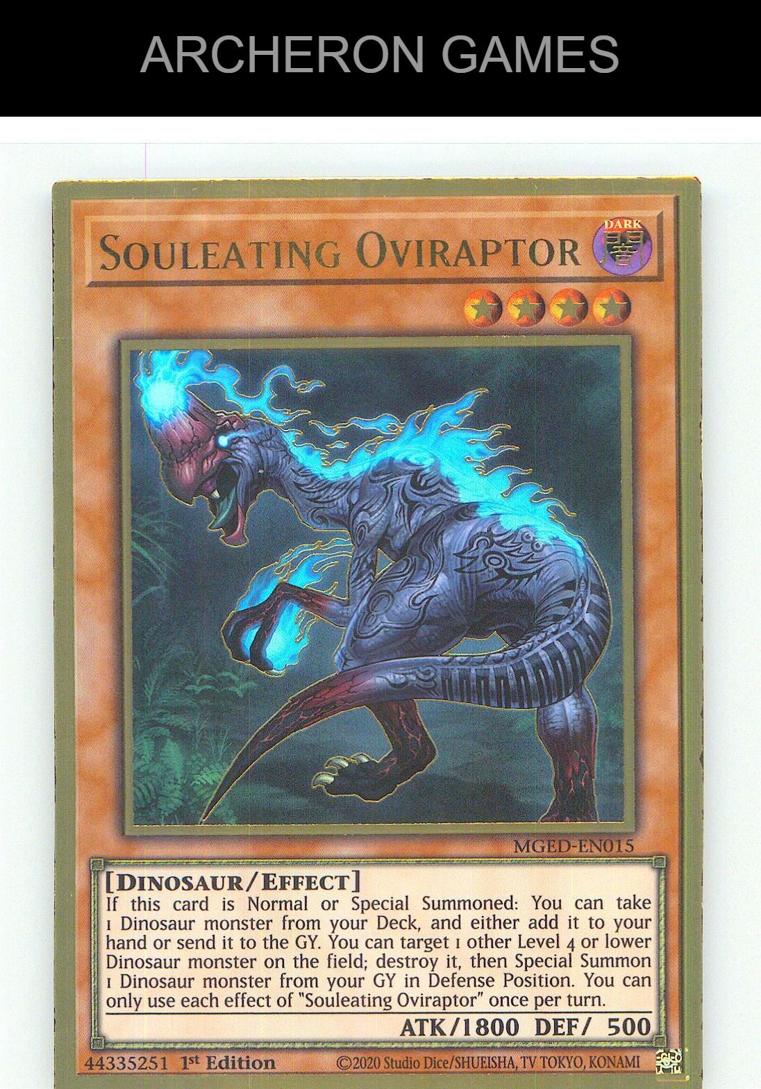 Souleating Oviraptor Premium Gold Rare YUGIOH Card 1st Edition