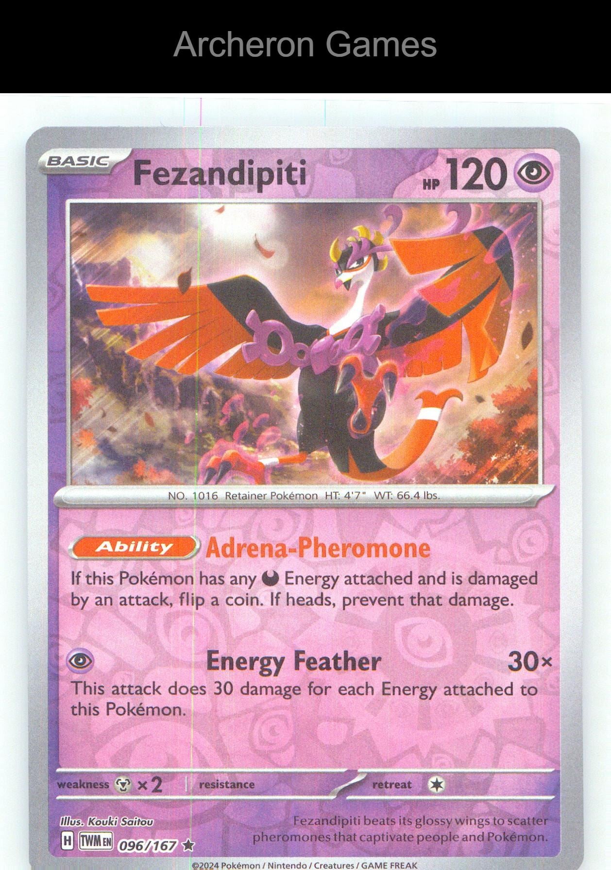 Pokemon Card Fezandipiti TWM 096/167 R Twilight Masquerade Reverse Holo