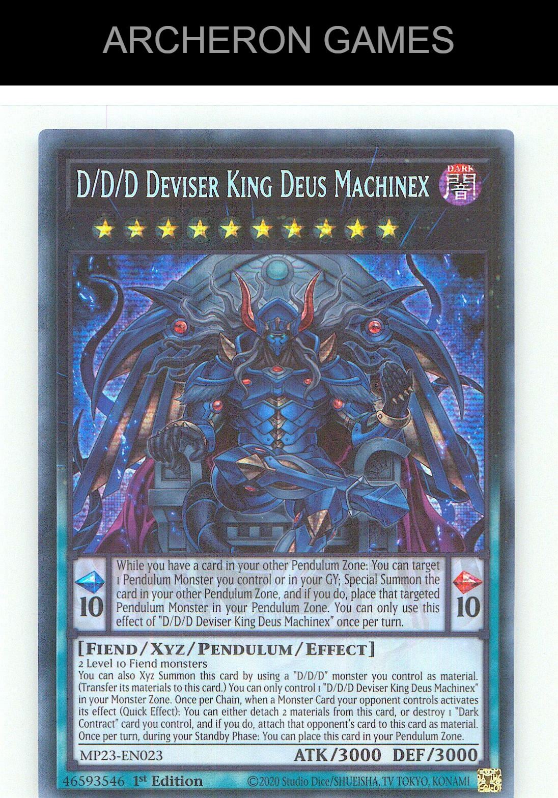 D/D/D Deviser King Deus Machinex Prismatic Secret Rare YUGIOH Card 1st Edition