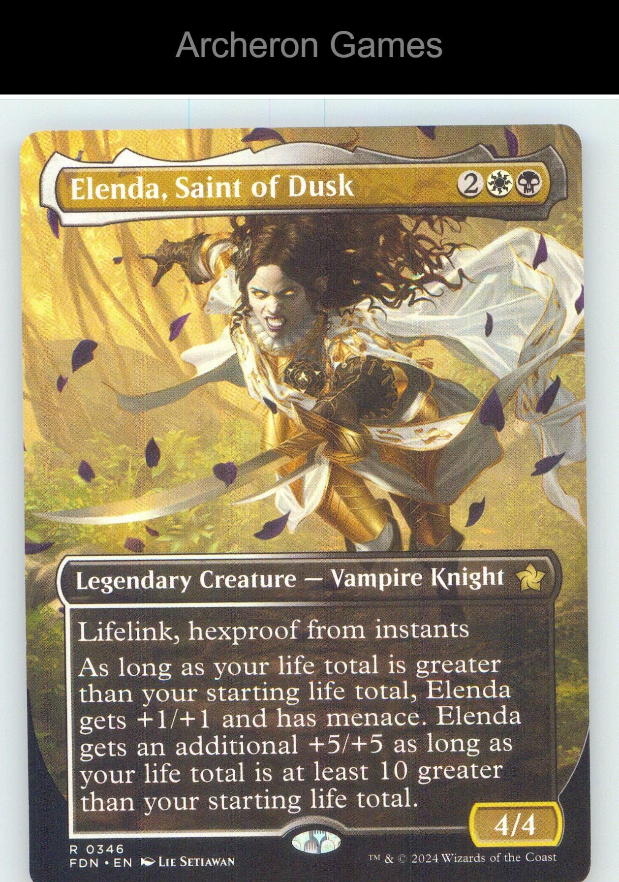 Elenda, Saint of Dusk (Borderless) FDN 346 R MTG Card NM/EX+