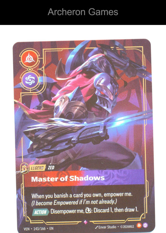 Zed - Master of Shadows VEN 143/166 R Vendetta Riftbound Card Foil