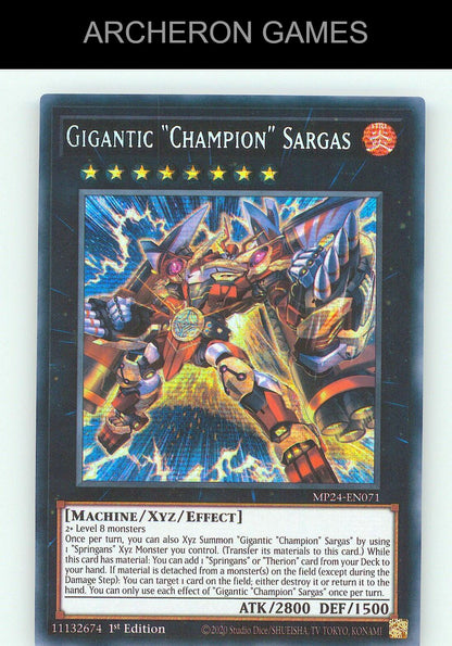 Gigantic "Champion" Sargas SEC YUGIOH Card