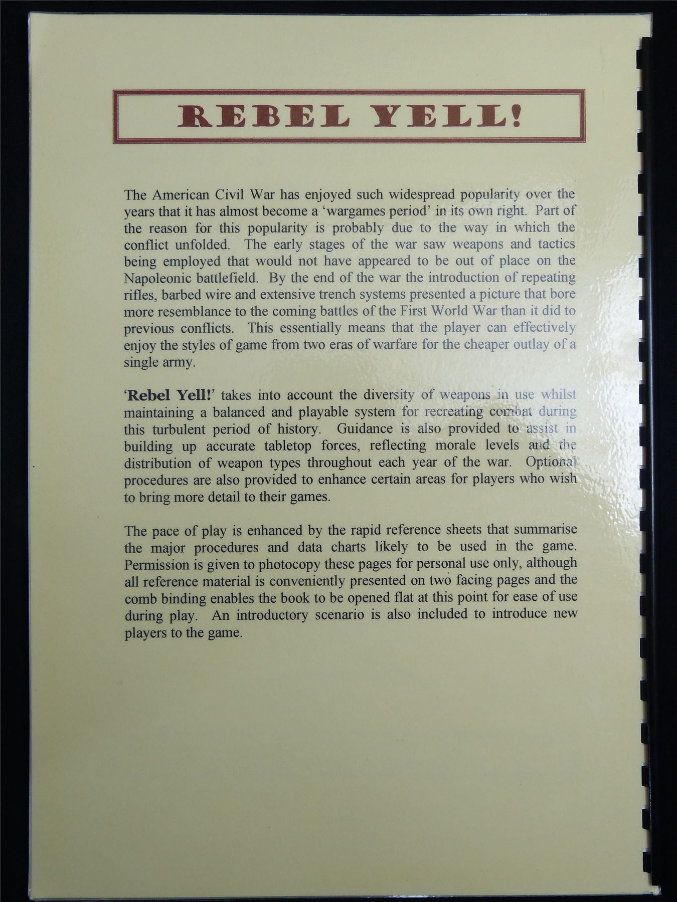 Rebel yell! Battles in the American Civil War -  Miniatures Rulebook #2SP