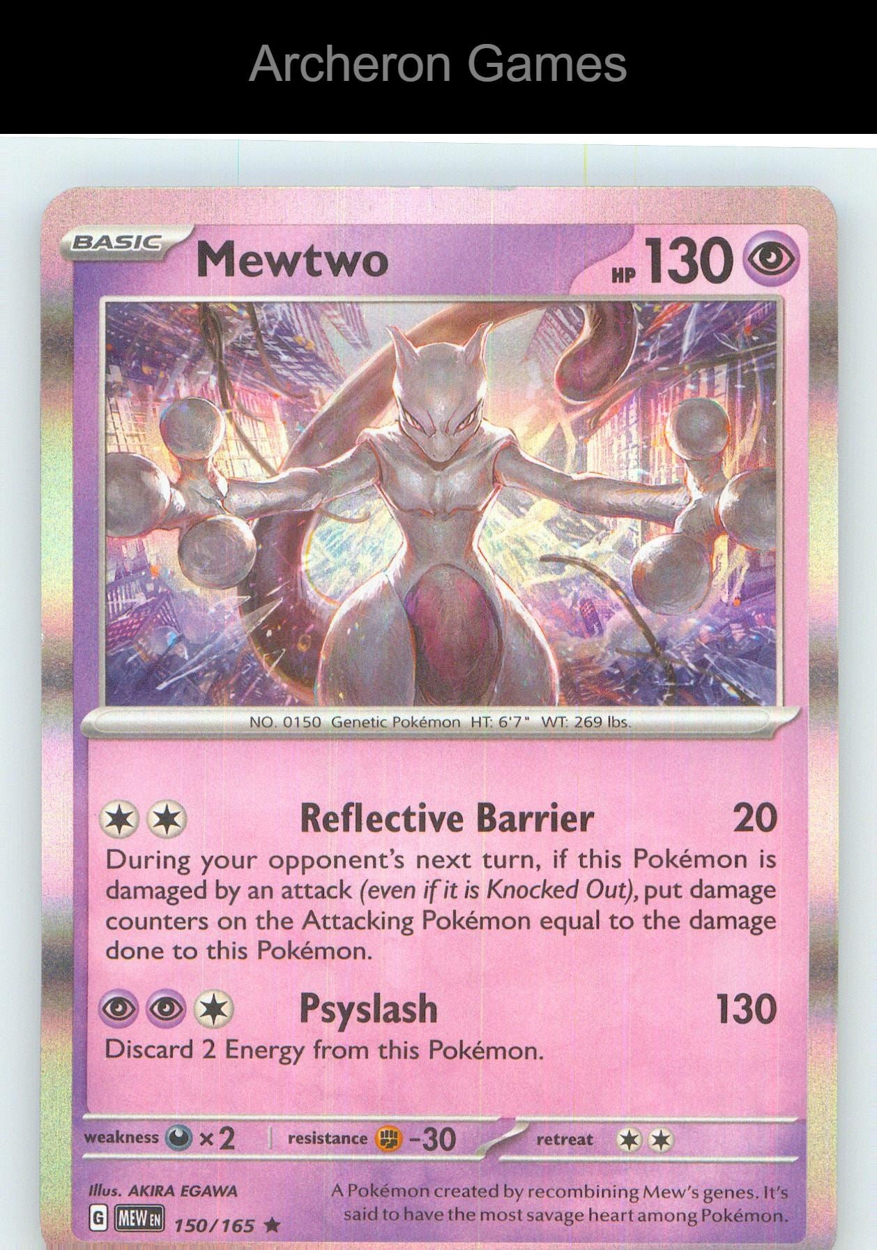 Pokemon Card Mewtwo MEW 150/165 R 151 Holo