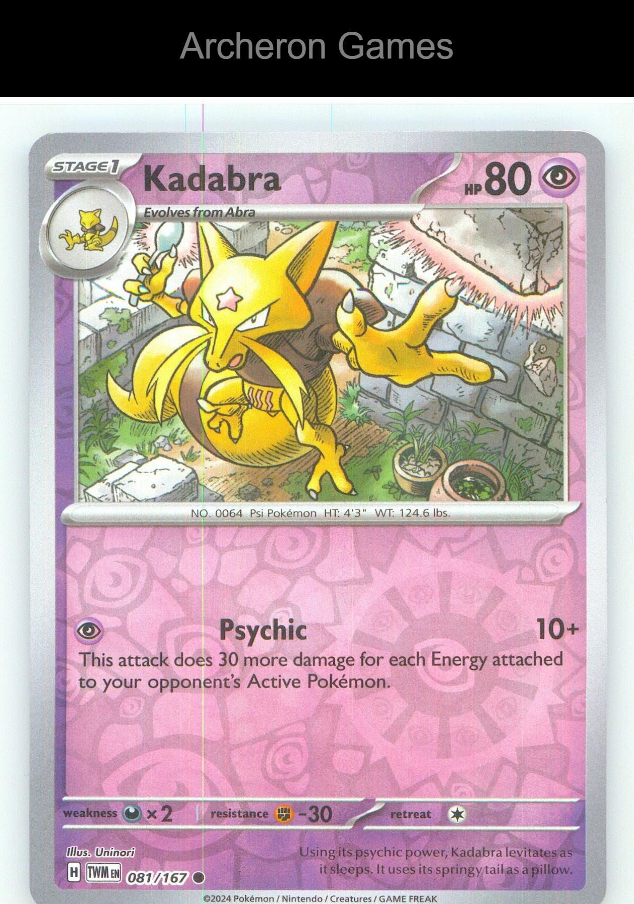 Pokemon Card Kadabra TWM 081/167 C Twilight Masquerade Reverse Holo