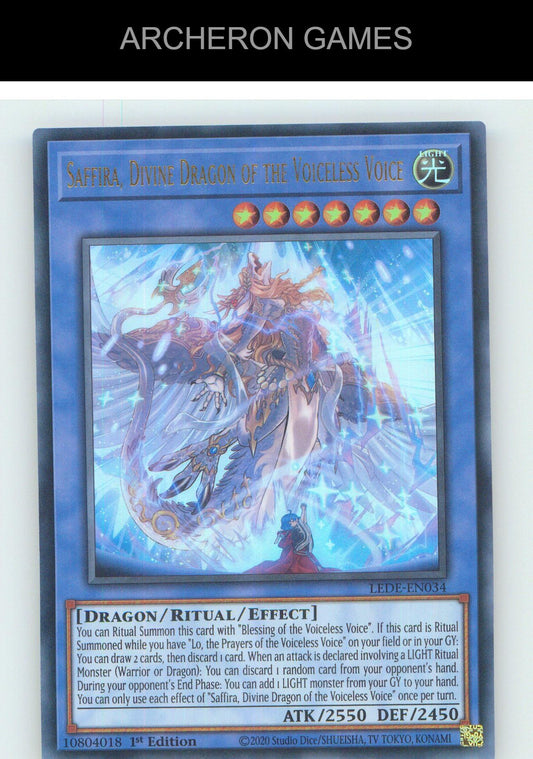 Saffira, Divine Dragon of the Voiceless Voice UR YUGIOH Card 1st Edition
