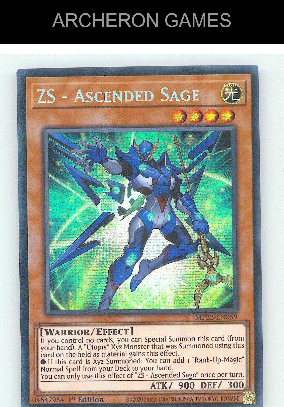 ZS - Ascended Sage Prismatic Secret Rare YUGIOH Card 1st Edition