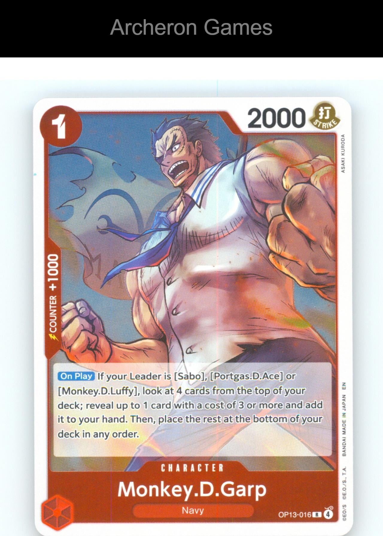 Monkey.D.Garp OP13-016 R One Piece Card NM/EX+ Foil