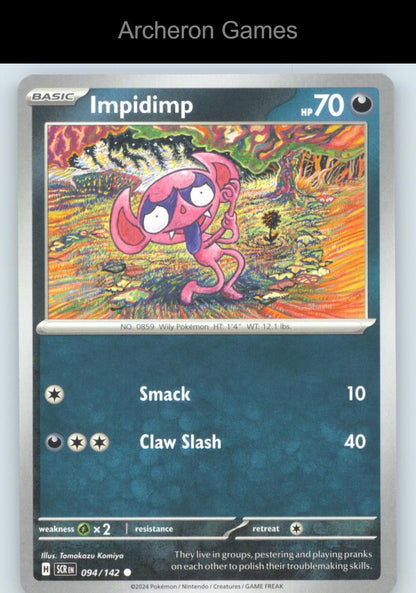 Pokemon Card Impidimp SCR 94/142 C Stellar Crown