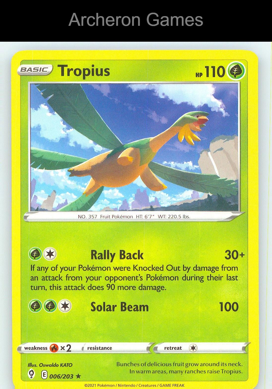 Pokemon Card Tropius EVS 006/203 R Evolving Skies