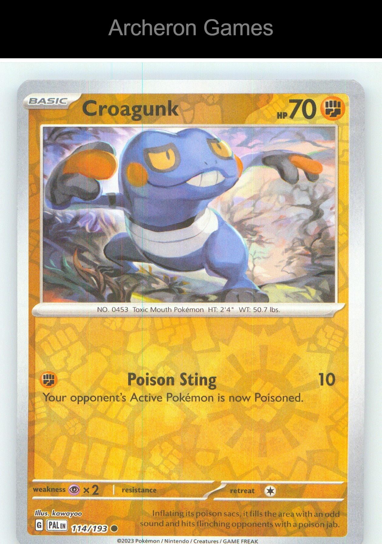 Pokemon Card Croagunk PAL 114/193 C Paldea Evolved Reverse Holo