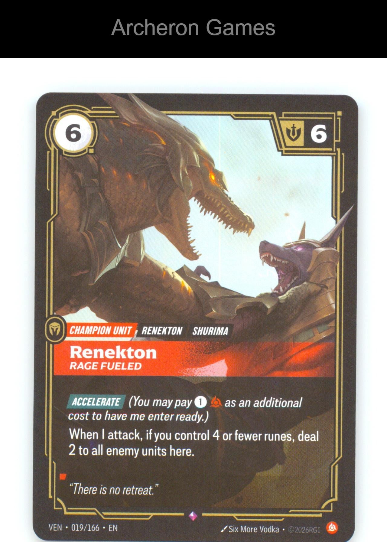Renekton - Rage Fueled VEN 019/166 R Vendetta Riftbound Card Foil