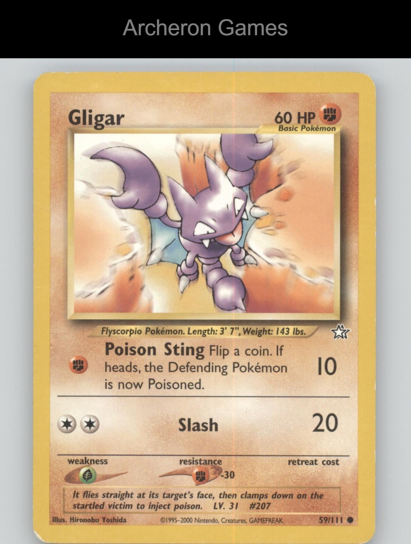 Pokemon Card Gligar N1 59/111 C Neo Genesis Unlimited