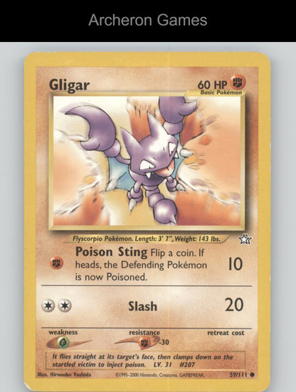 Pokemon Card Gligar N1 59/111 C Neo Genesis Unlimited