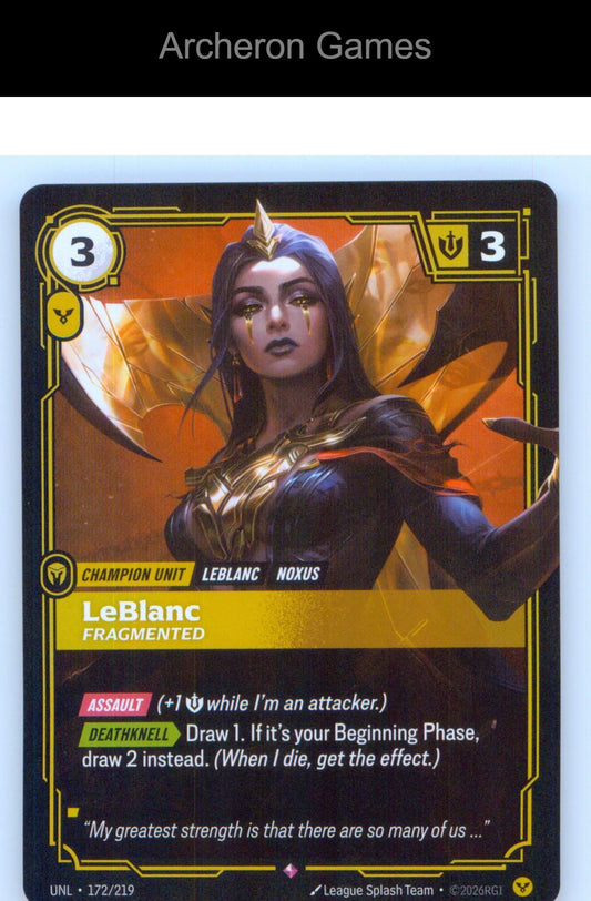 LeBlanc - Fragmented UNL 172/219 R Unleashed Riftbound Card
