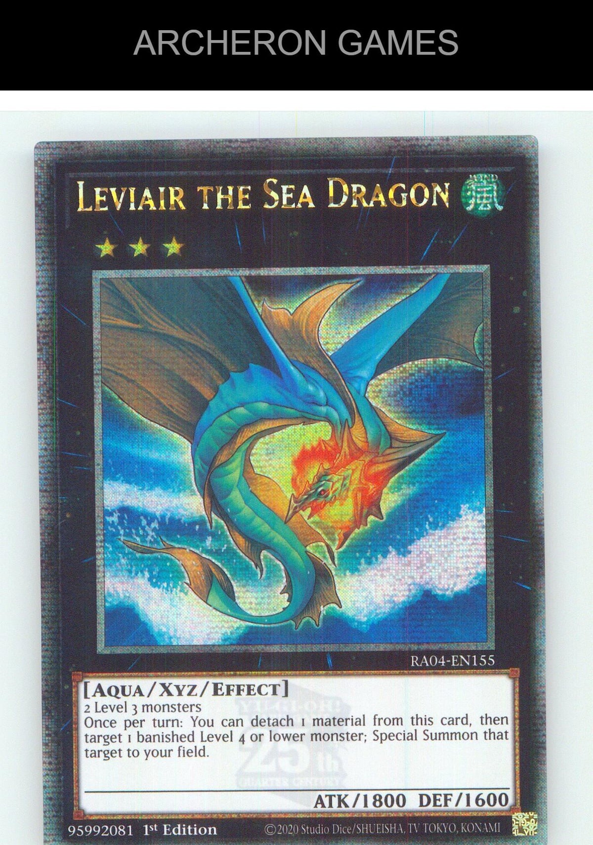 Leviair the Sea Dragon (Quarter Century Secret Rare) YUGIOH Card 1st Edition