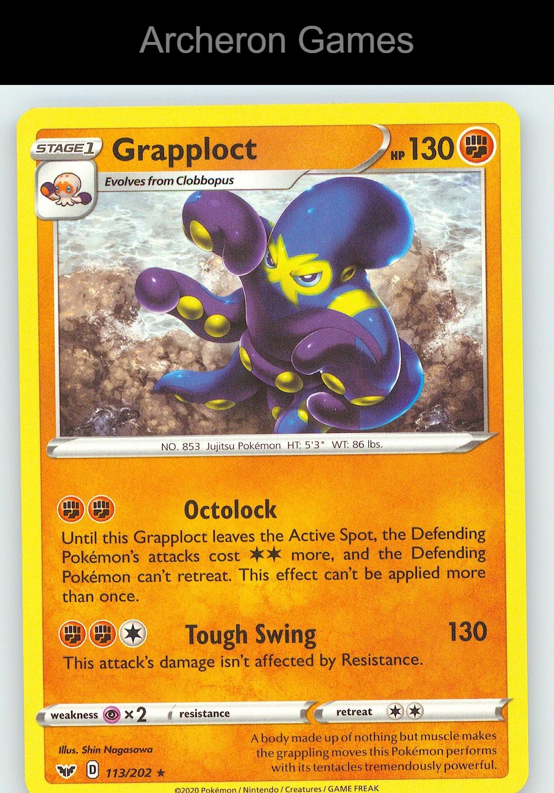 Pokemon Card Grapploct SSH 113/202 R Sword & Shield