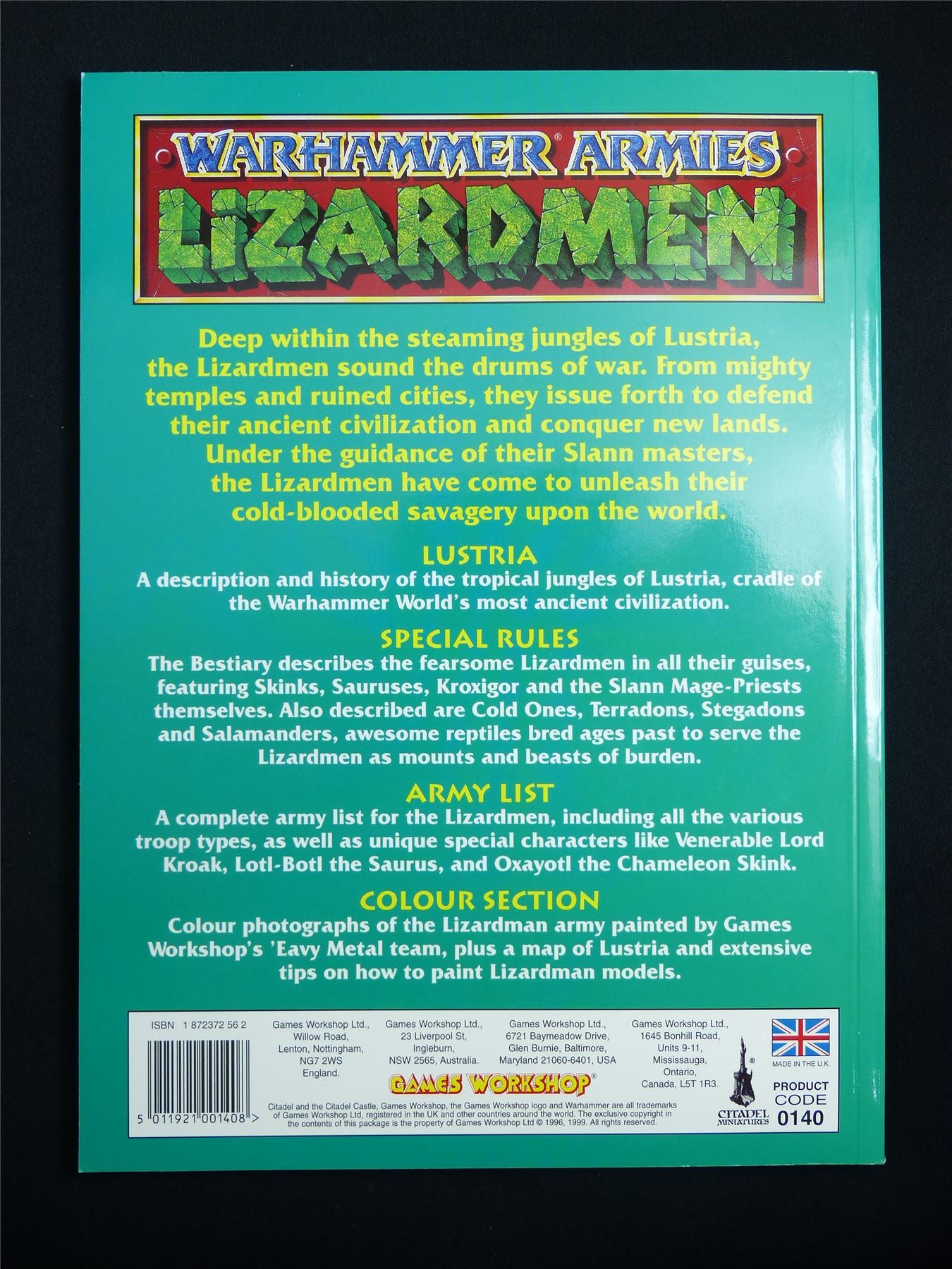 Warhammer Armies: Lizardmen 5th Edition Softback Reprint - Warhammer Old World #1H8