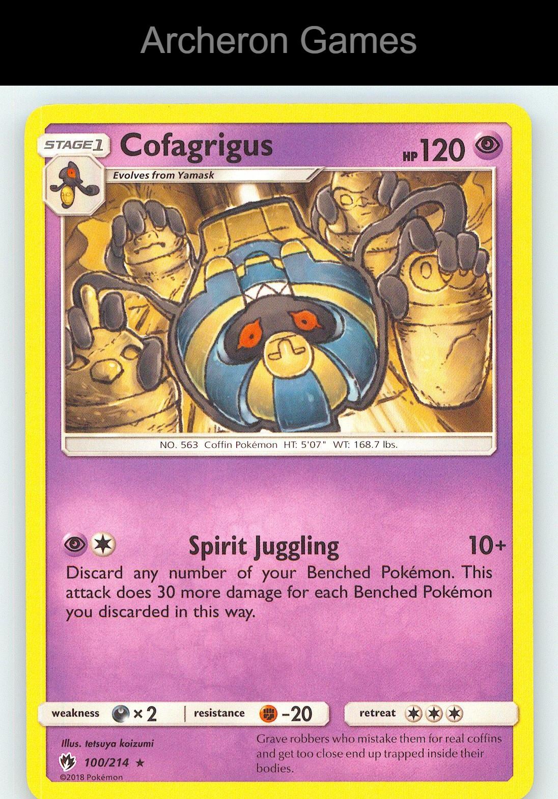 Pokemon Card Cofagrigus LOT 100/214 R Lost Thunder