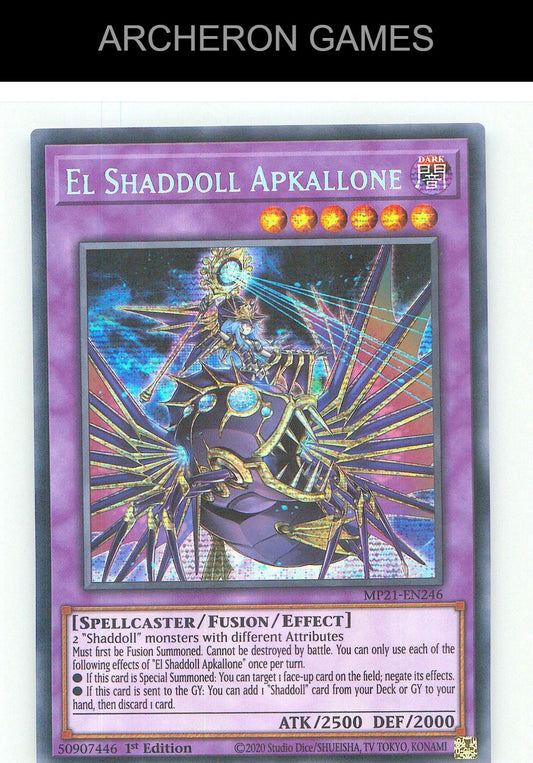 El Shaddoll Apkallone Prismatic Secret Rare YUGIOH Card 1st Edition