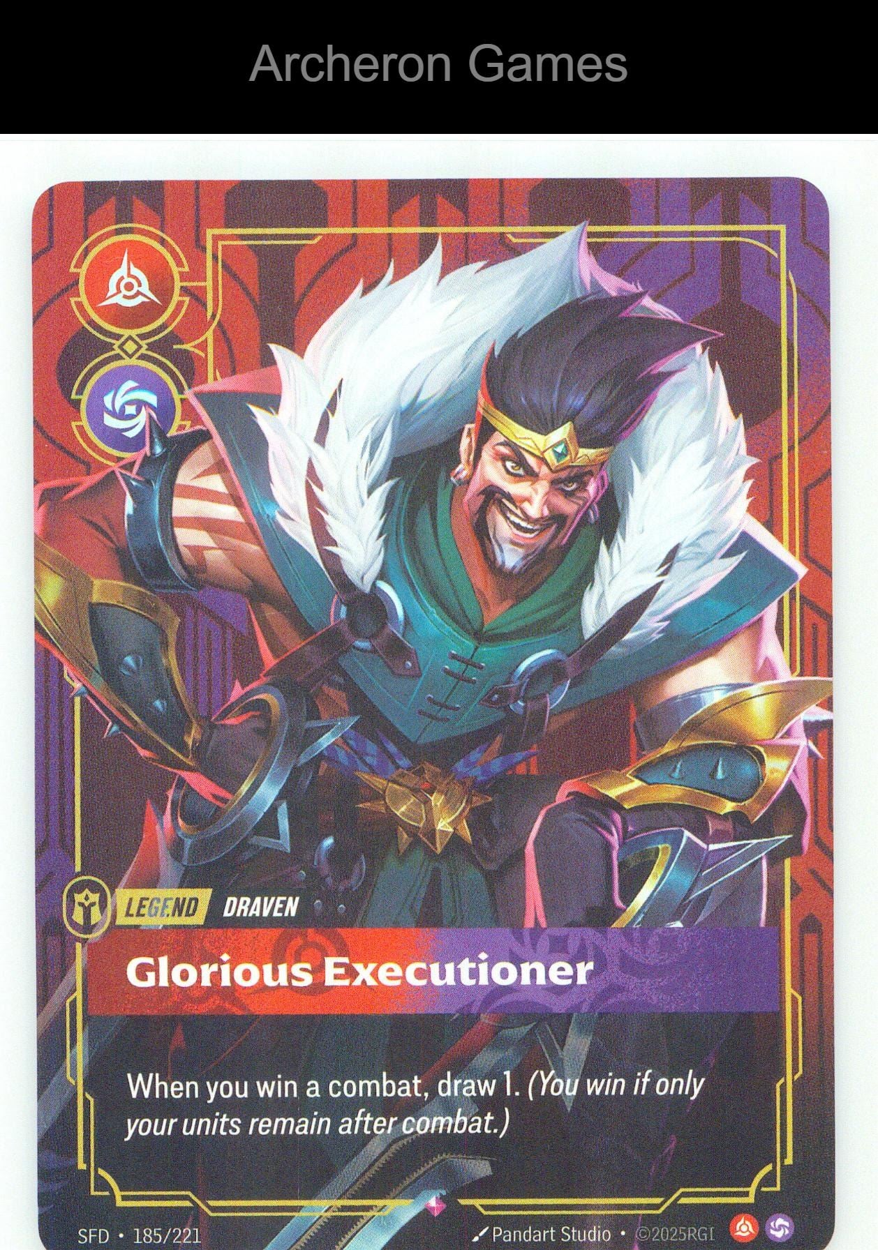 Draven - Glorious Executioner SFD 185/221 R Spiritforged Riftbound Card Foil