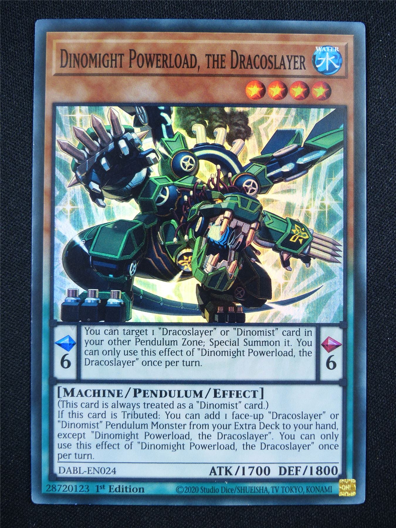 Dinomight Powerload the Dracoslayer DABL Super Rare - 1st ed Yugioh Card #GB