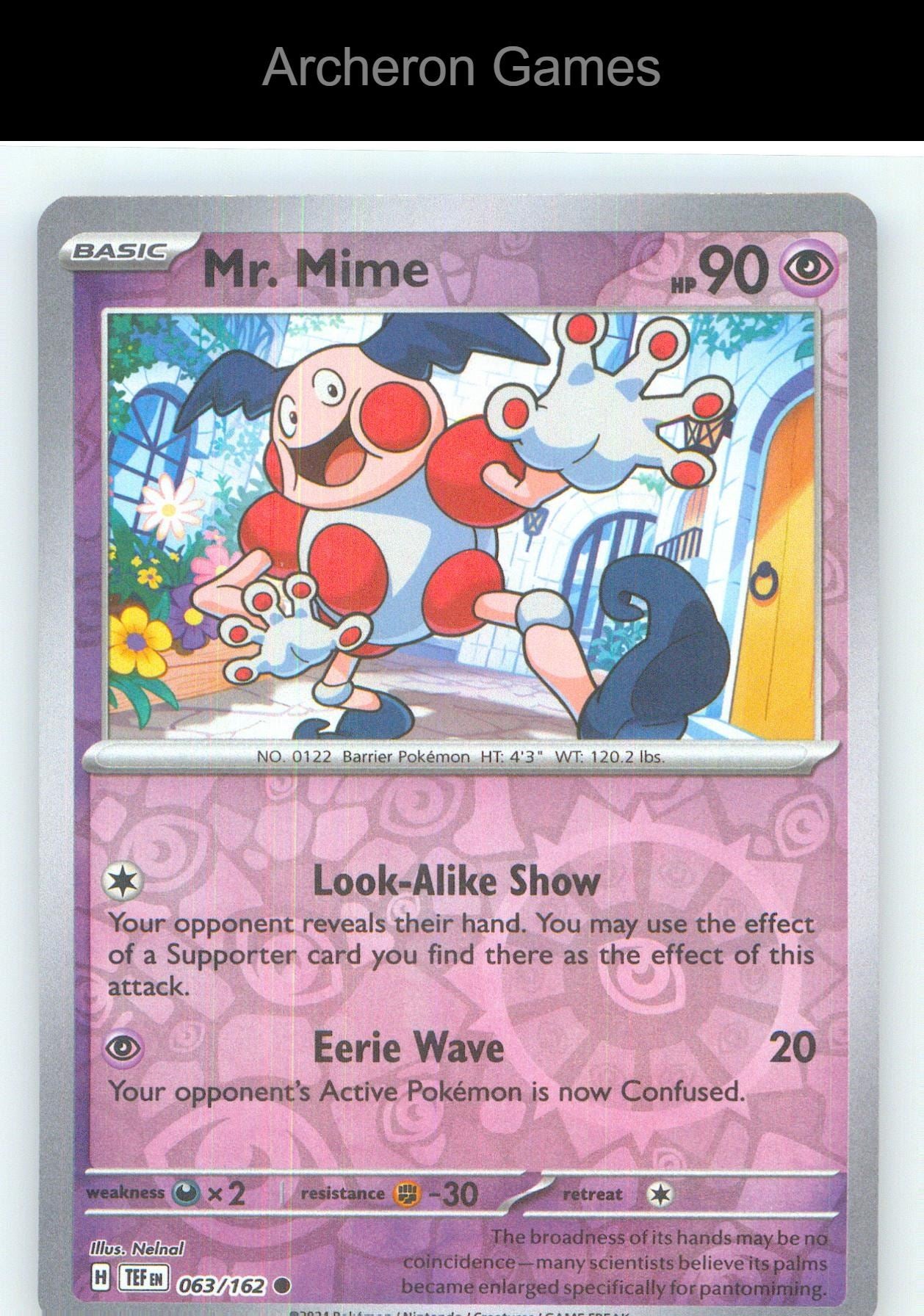 Pokemon Card Mr. Mime TEF 063/162 C Temporal Forces Reverse Holo