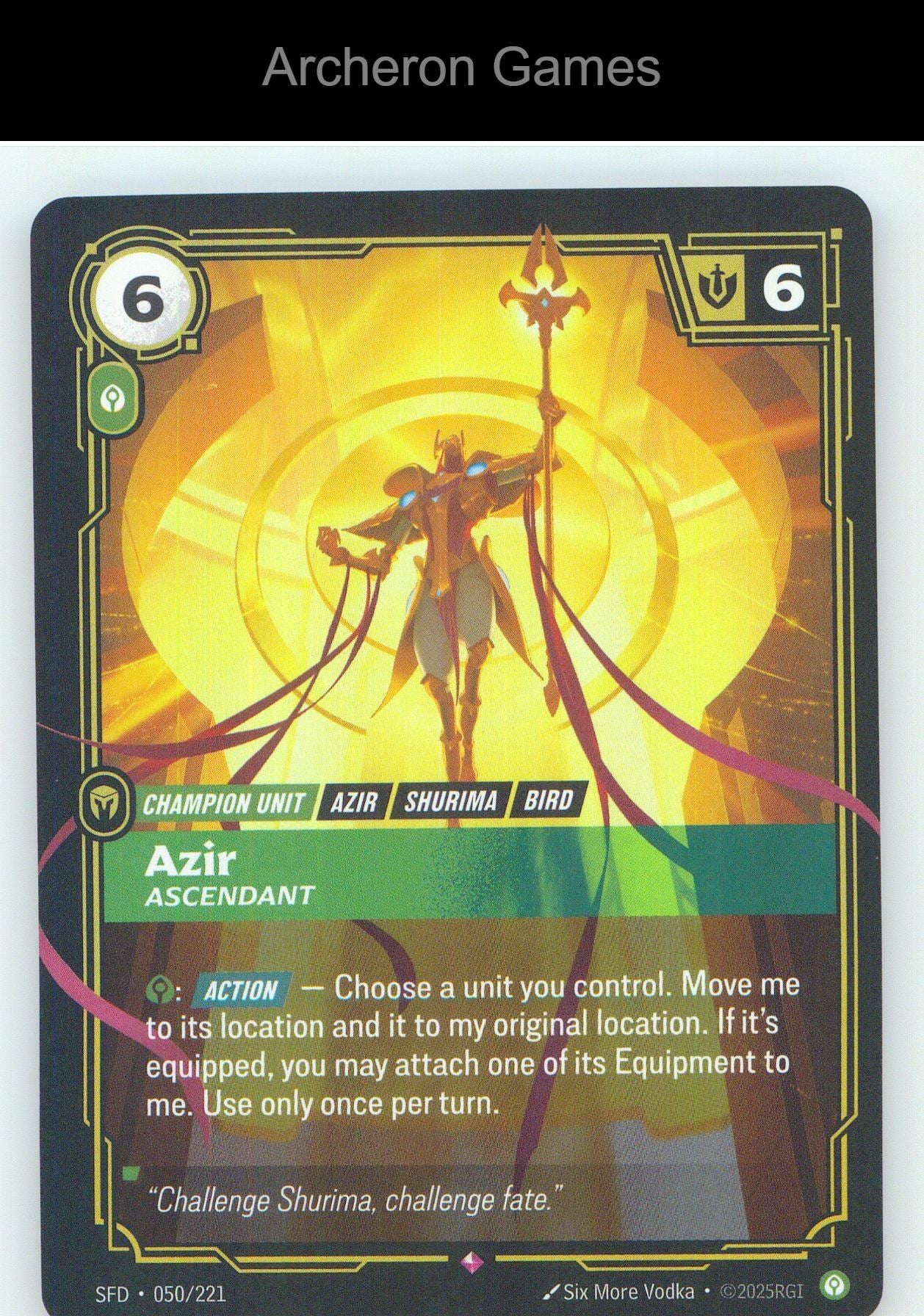 Azir - Ascendant SFD 050/221 R Spiritforged Riftbound Card Foil