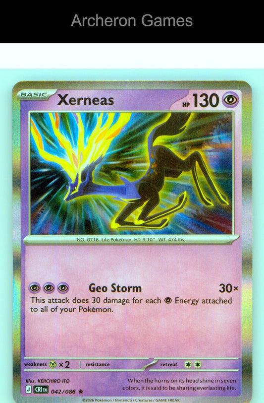 Pokemon Card Xerneas ME04 042/086 R Chaos Rising Holo