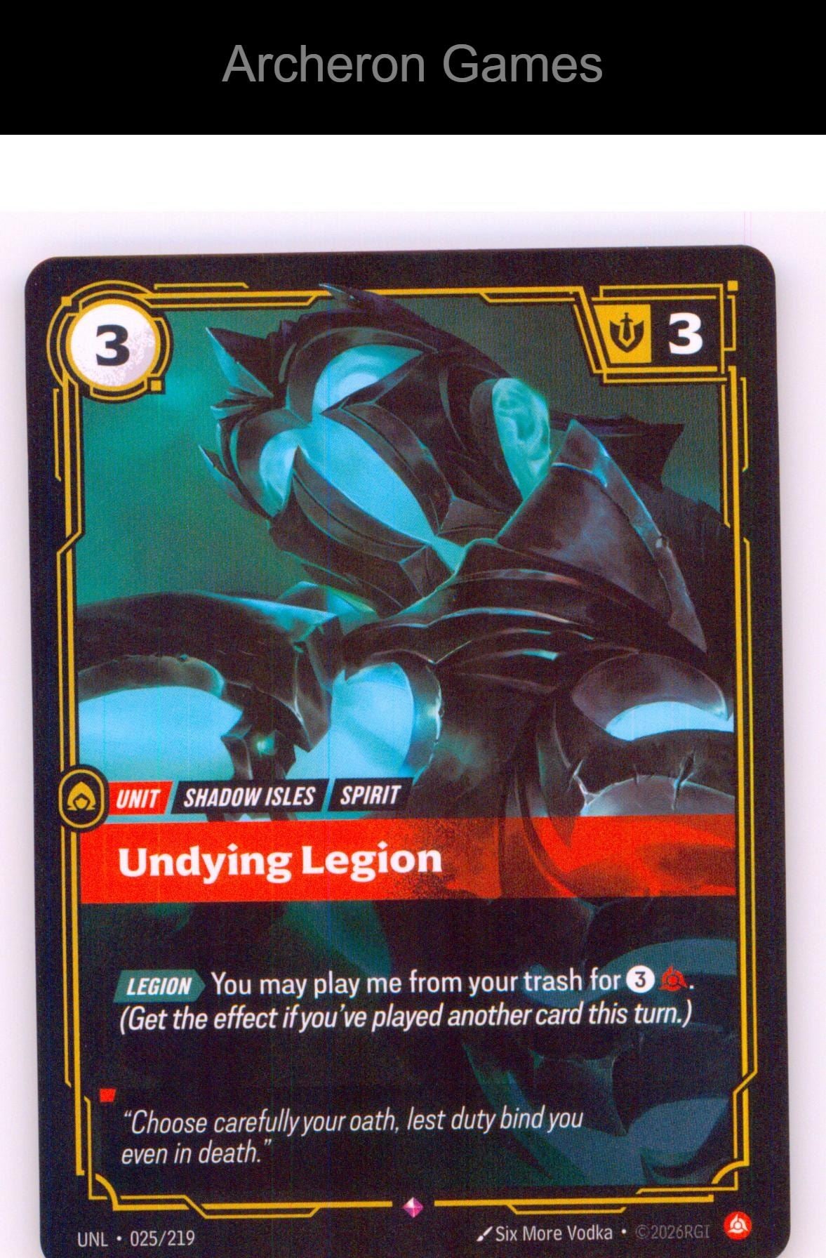 Undying Legion UNL 025/219 R Unleashed Riftbound Card