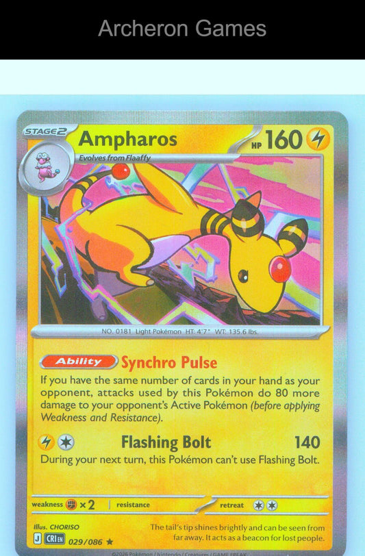 Pokemon Card Ampharos ME04 029/086 R Chaos Rising Holo