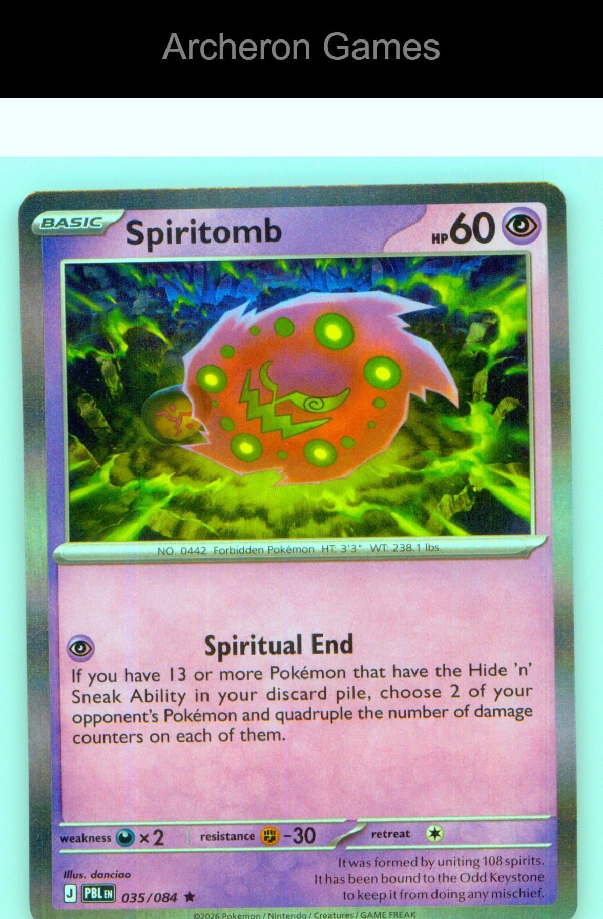 Pokemon Card Spiritomb ME05 035/084 R Pitch Black Holo