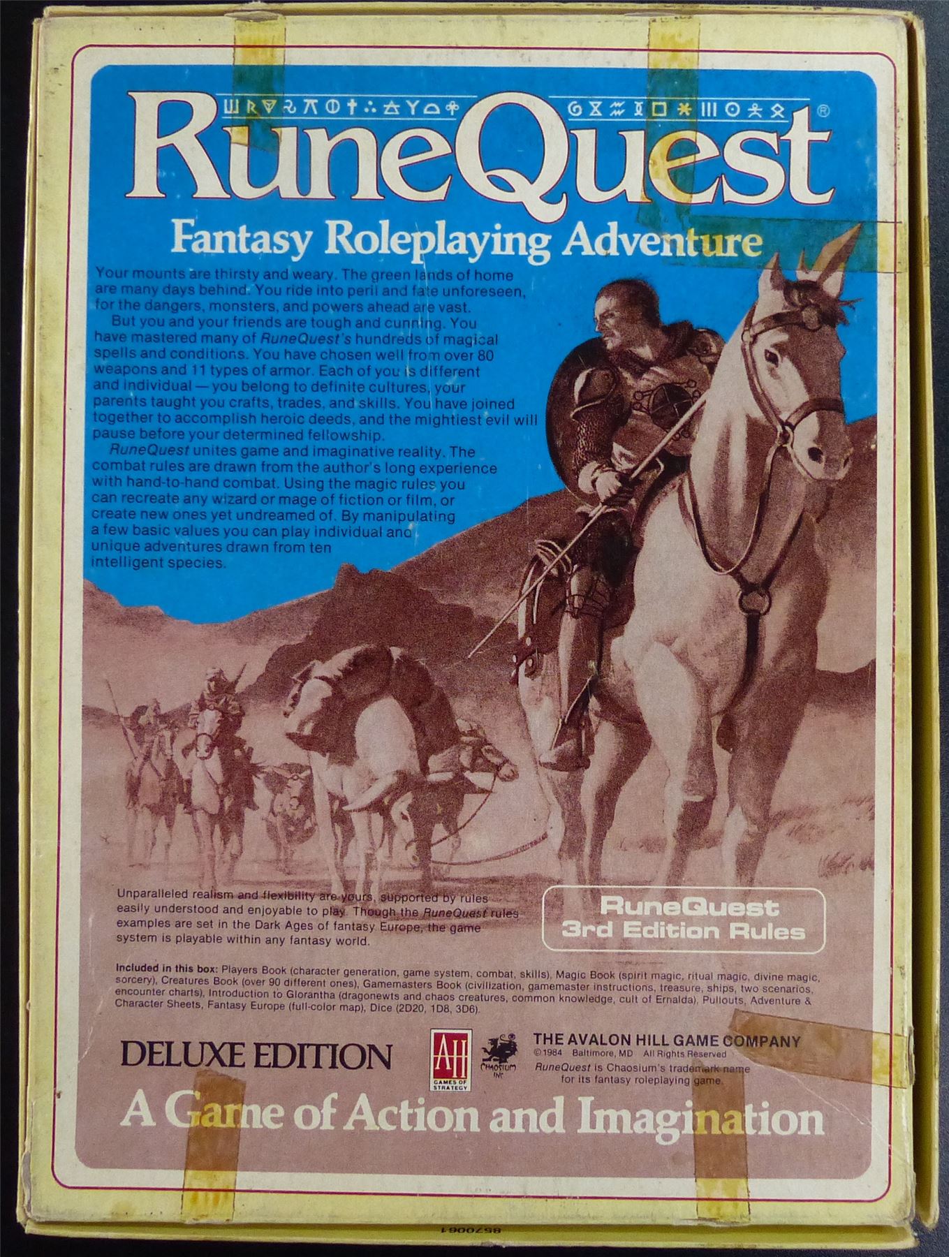 RuneQuest Fantasy Roleplaying Adventure Deluxe Edition OOP - Avalon Hill Games #21V