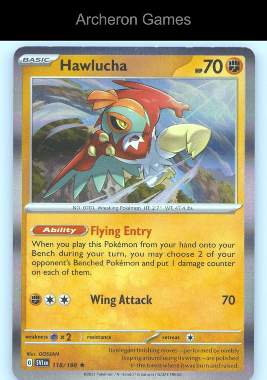 Pokemon Card Hawlucha SVI 118/198 R Scarlet & Violet Holo