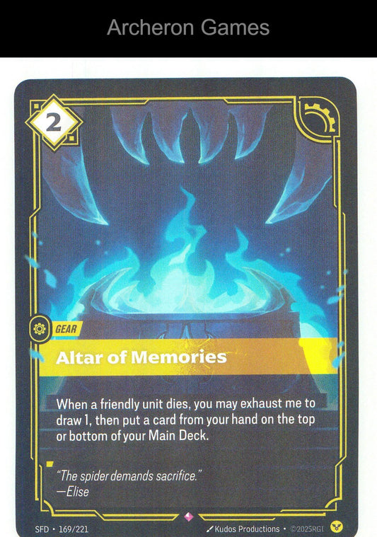 Altar of Memories SFD 169/221 R Spiritforged Riftbound Card Foil