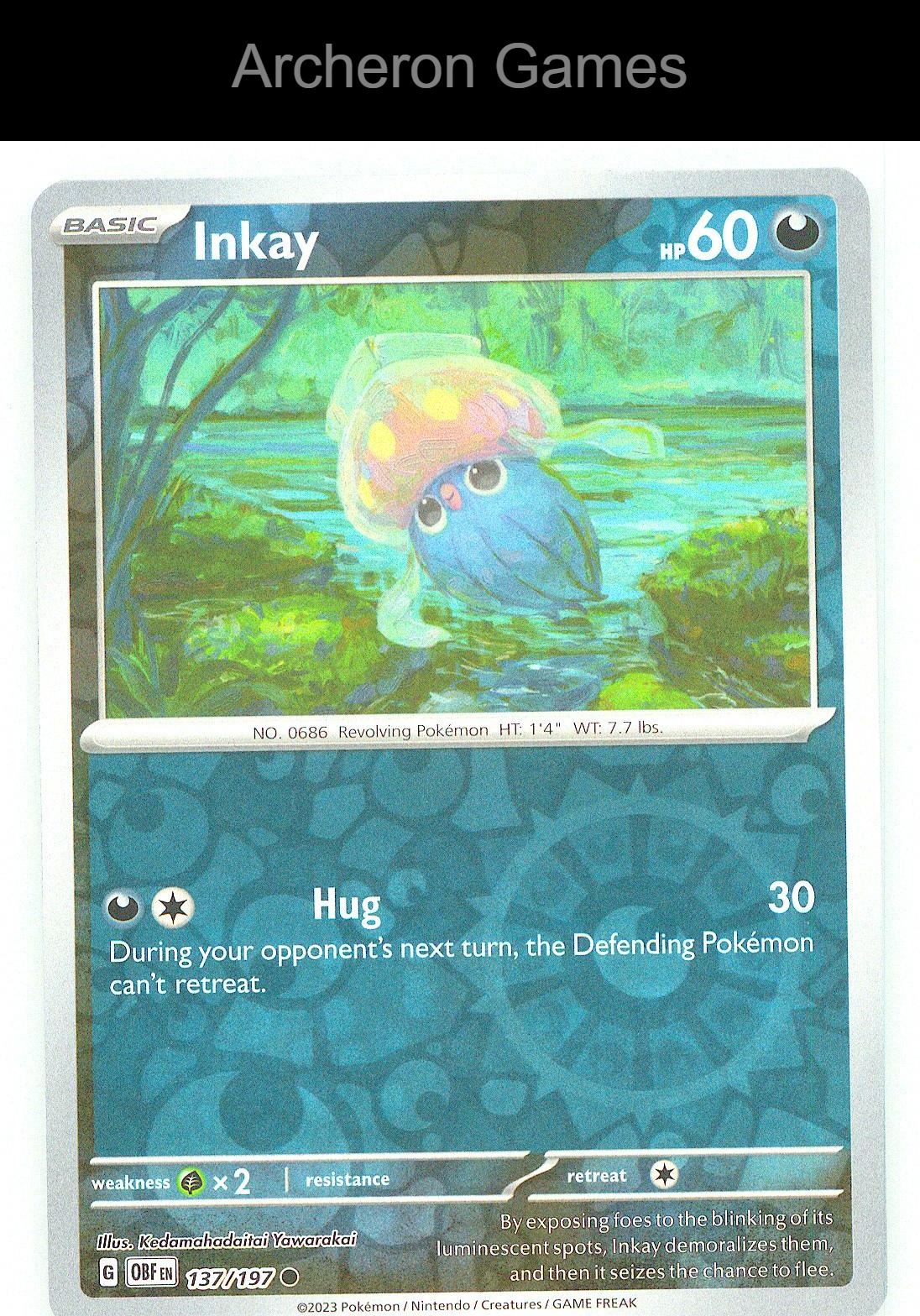 Pokemon Card Inkay OBF 137/197 C Obsidian Flames Reverse Holo