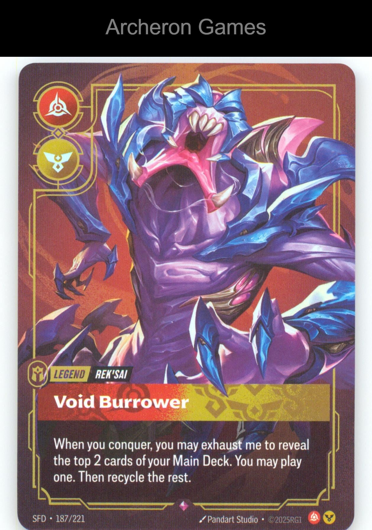 Rek'sai - Void Burrower SFD 187/221 R  Card Spiritforged