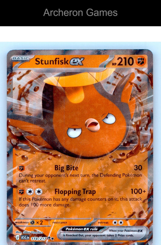 Pokemon Card Stunfisk ex ASC 114/217 Double Rare Ascended Heroes Holo