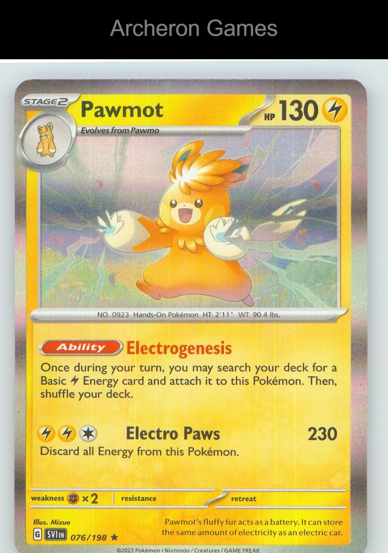 Pokemon Card Pawmot SVI 076/198 R Scarlet & Violet Holo
