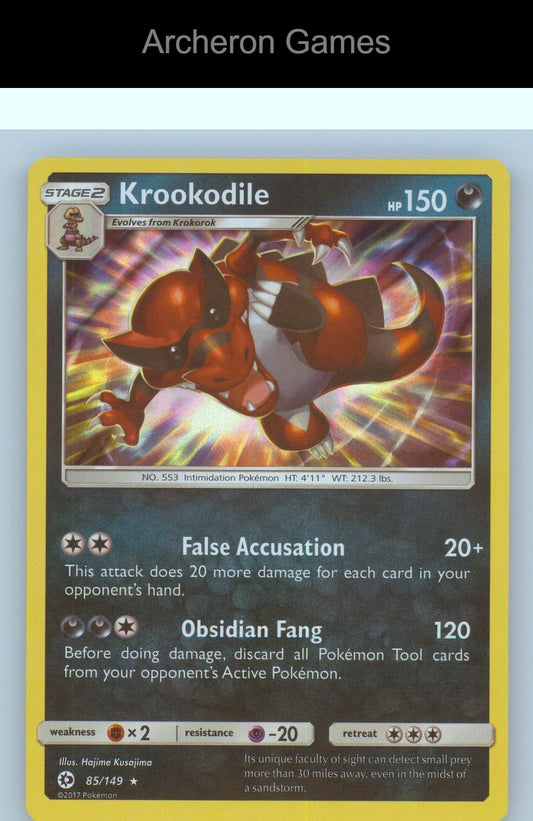 Pokemon Card Krookodile SM01 85/149 Holo Rare SM Base Set
