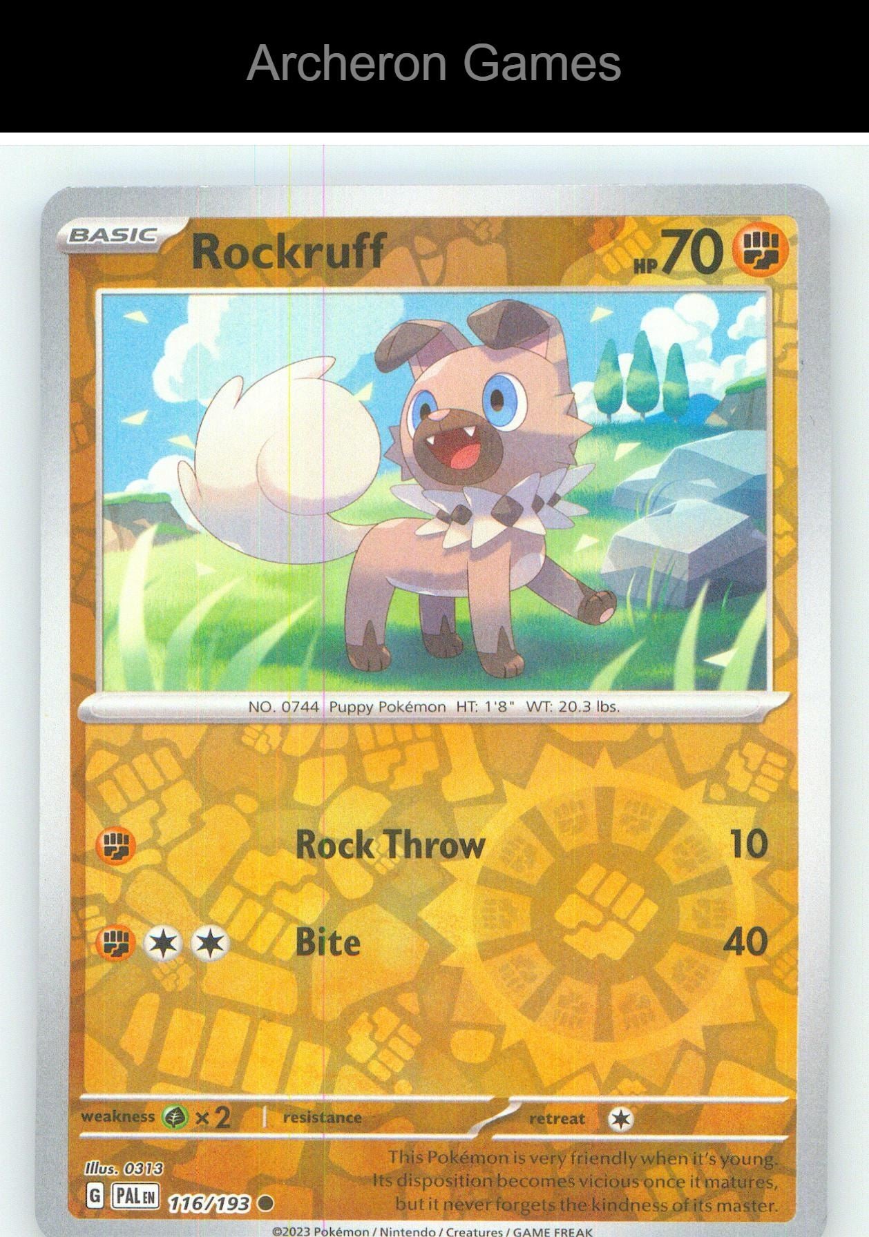 Pokemon Card Rockruff PAL 116/193 C Paldea Evolved Reverse Holo