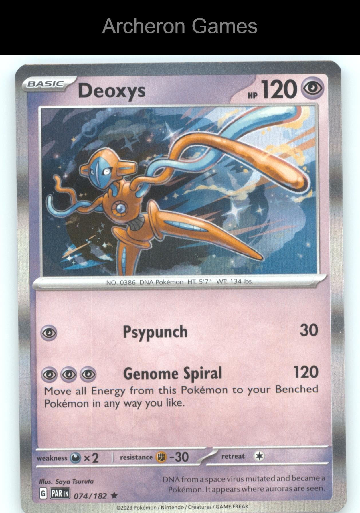 Pokemon Card Deoxys PAR 074/182 R Paradox Rift Holo
