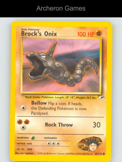Pokemon Card Brock's Onix G1 69/132 C Gym Heroes Unlimited