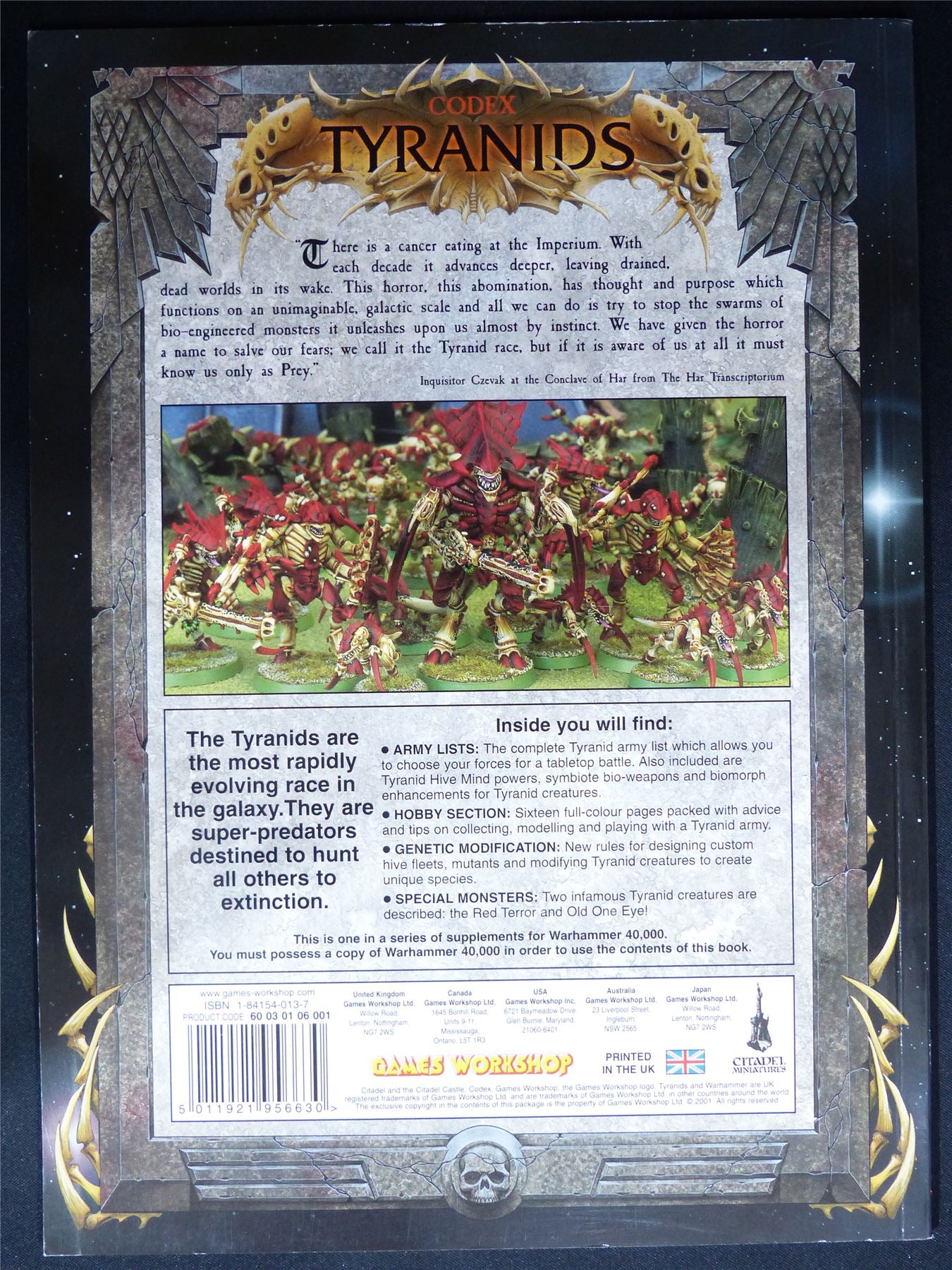 Tyranids 3rd Edition Codex 2001 Softback - Warhammer 40K #1PD