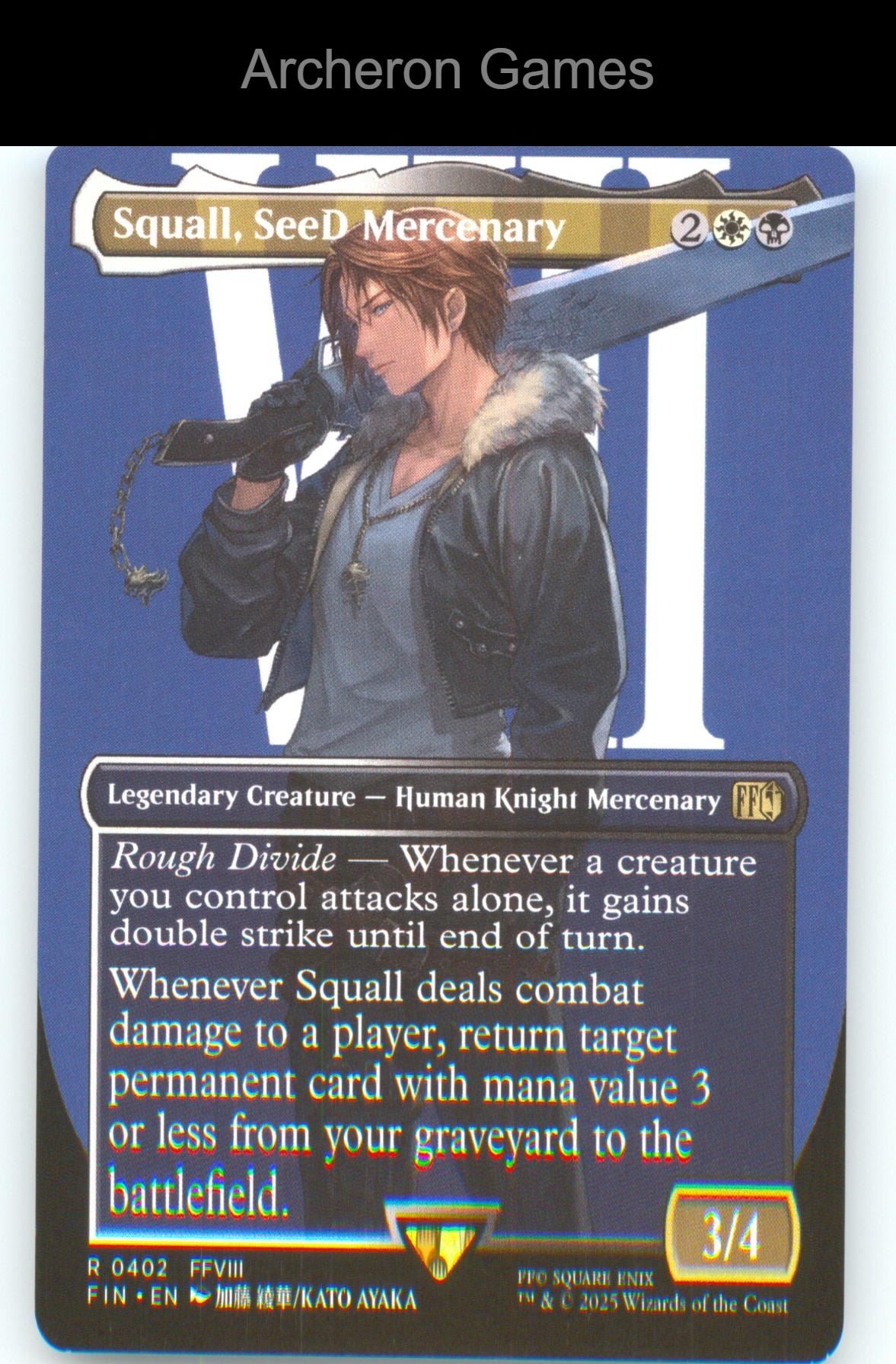 Squall, SeeD Mercenary (Borderless) FIN 402 R MTG Card NM/EX+
