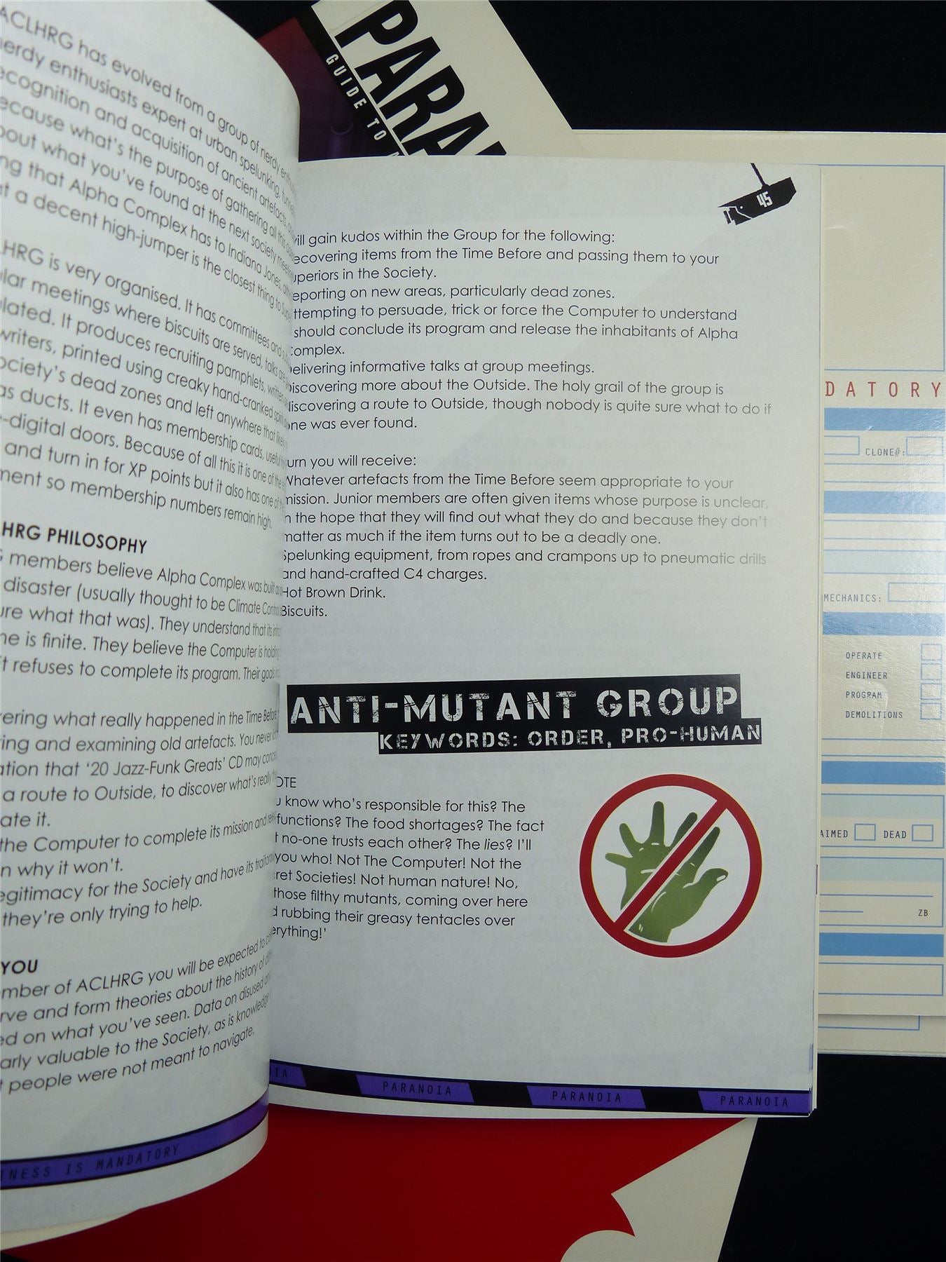 Paranoia Roleplay & character Cards Book Collection Softback #2W0
