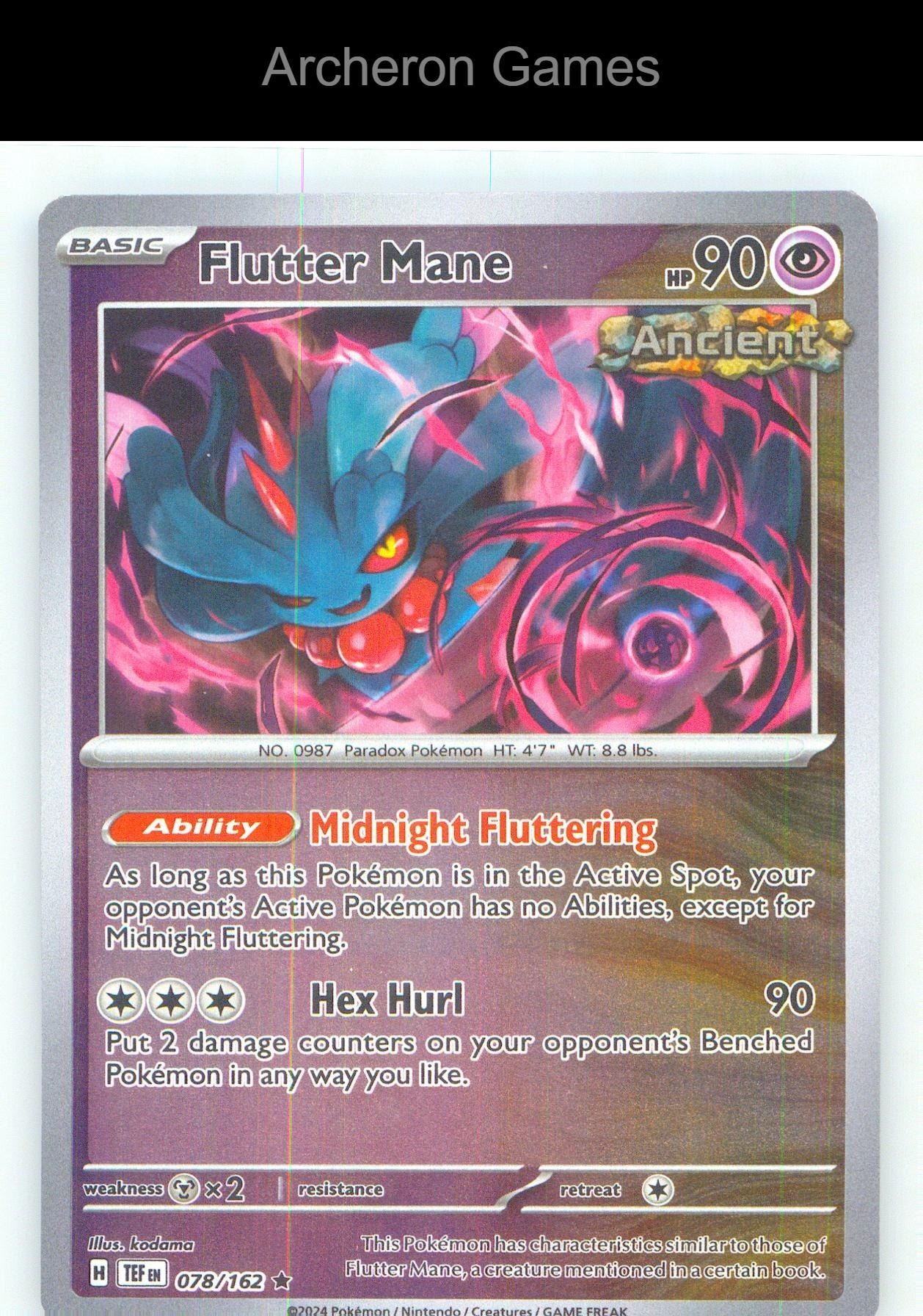 Pokemon Card Flutter Mane TEF 078/162 R Temporal Forces Reverse Holo