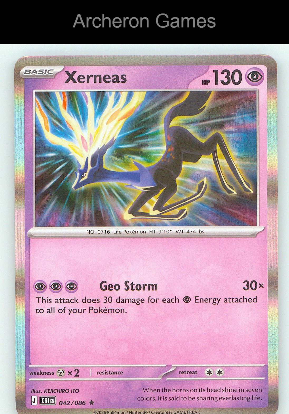 Pokemon Card Xerneas ME04 042/086 R Chaos Rising Holo