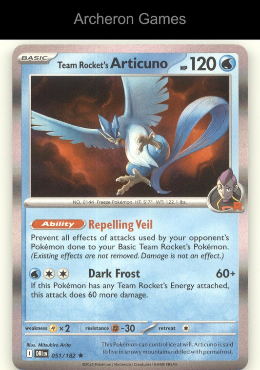 Pokemon Card Team Rocket's Articuno (Cosmos Holo) MCAP 051/182 Misc